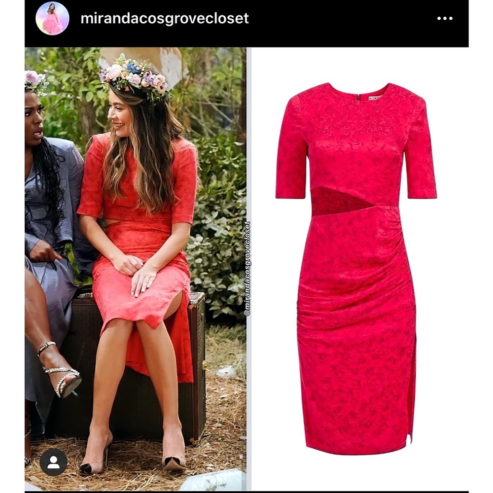 Alice + Olivia Stella Wild Bold Pink Cut Out Slit Midi Dress - Picture 6 of 16